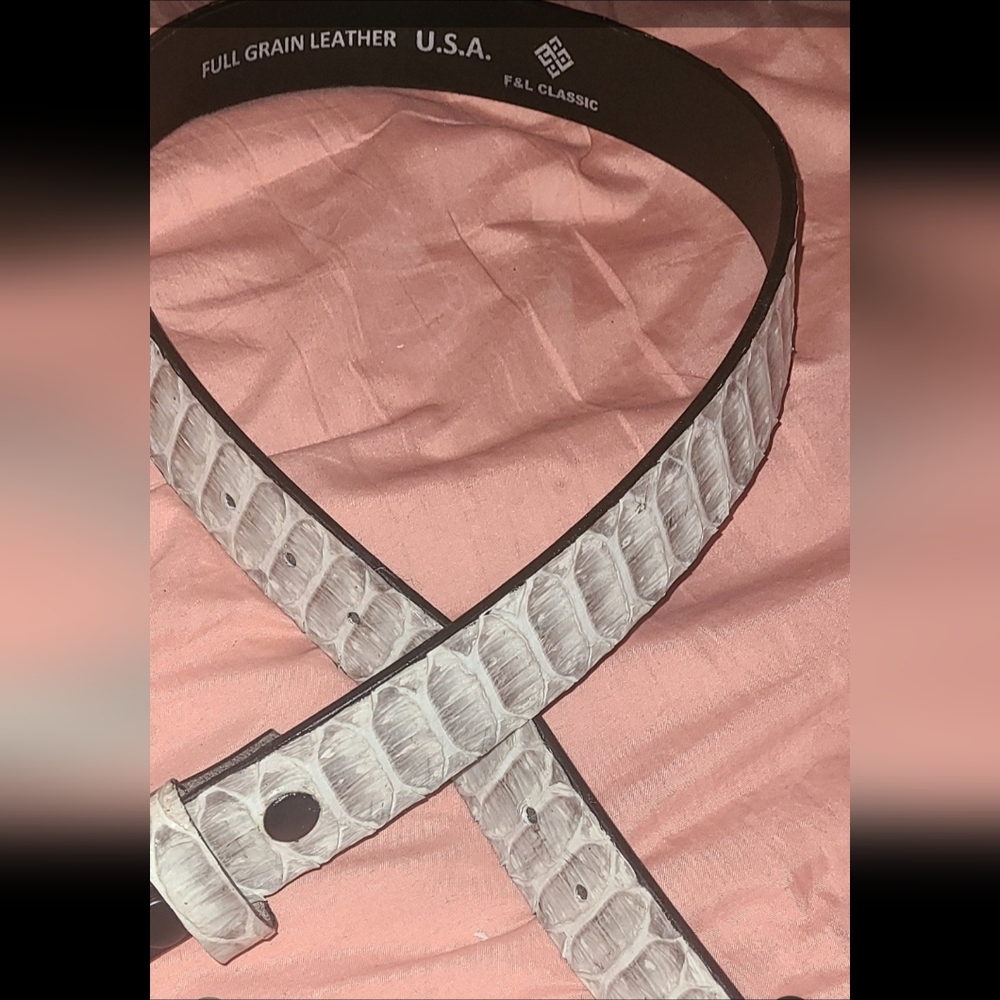 Handmade Black/White Genuine Python & Leather Snake Skin Belt-Any Sz & Clr Avail